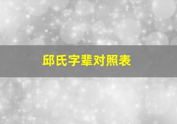 邱氏字辈对照表