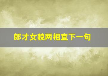 郎才女貌两相宜下一句