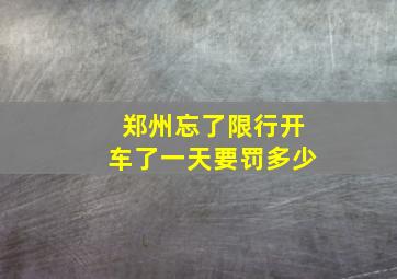 郑州忘了限行开车了一天要罚多少