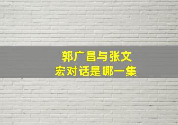 郭广昌与张文宏对话是哪一集