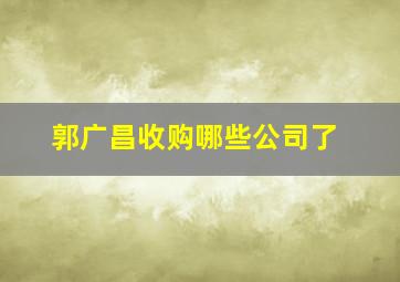 郭广昌收购哪些公司了