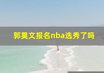 郭昊文报名nba选秀了吗