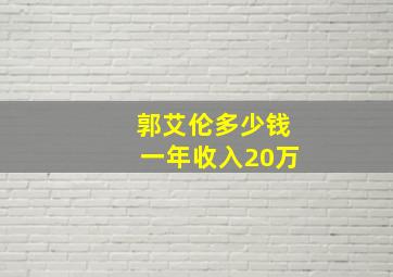 郭艾伦多少钱一年收入20万