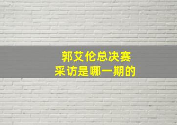 郭艾伦总决赛采访是哪一期的