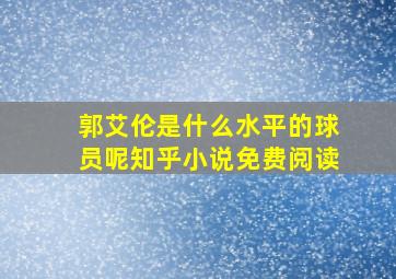 郭艾伦是什么水平的球员呢知乎小说免费阅读