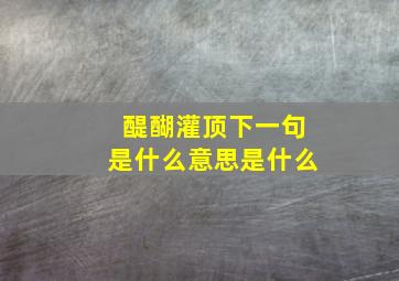 醍醐灌顶下一句是什么意思是什么