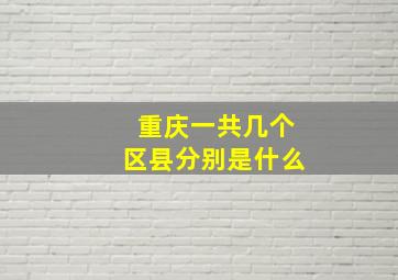 重庆一共几个区县分别是什么