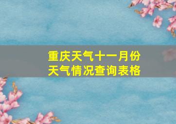 重庆天气十一月份天气情况查询表格