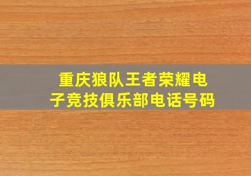 重庆狼队王者荣耀电子竞技俱乐部电话号码