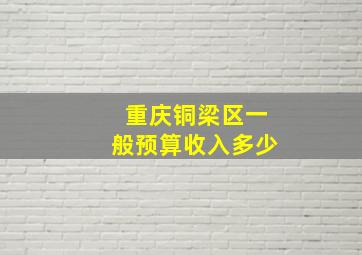 重庆铜梁区一般预算收入多少