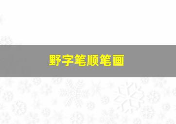 野字笔顺笔画