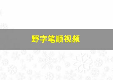 野字笔顺视频