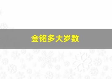 金铭多大岁数