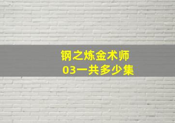 钢之炼金术师03一共多少集