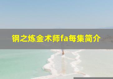 钢之炼金术师fa每集简介