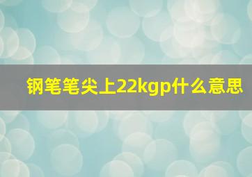 钢笔笔尖上22kgp什么意思