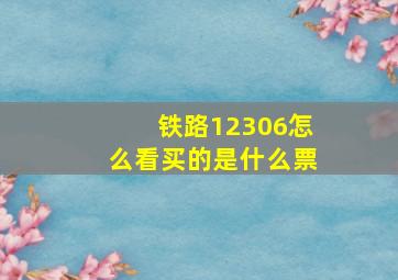 铁路12306怎么看买的是什么票