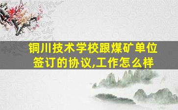 铜川技术学校跟煤矿单位签订的协议,工作怎么样