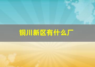 铜川新区有什么厂