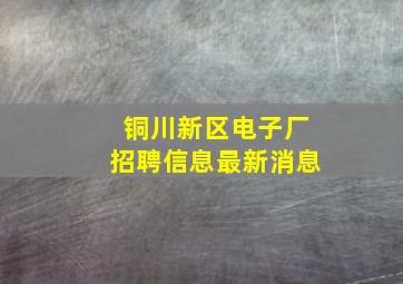 铜川新区电子厂招聘信息最新消息