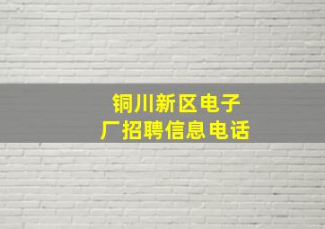 铜川新区电子厂招聘信息电话