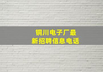 铜川电子厂最新招聘信息电话