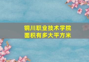 铜川职业技术学院面积有多大平方米