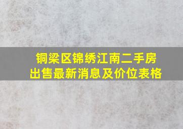 铜梁区锦绣江南二手房出售最新消息及价位表格