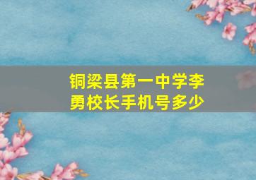 铜梁县第一中学李勇校长手机号多少