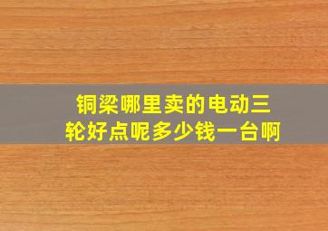 铜梁哪里卖的电动三轮好点呢多少钱一台啊