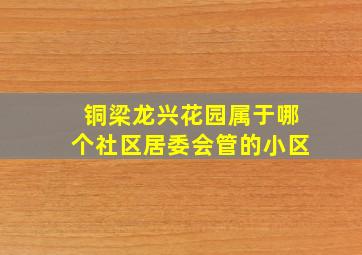 铜梁龙兴花园属于哪个社区居委会管的小区