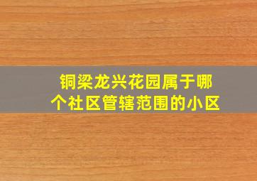 铜梁龙兴花园属于哪个社区管辖范围的小区