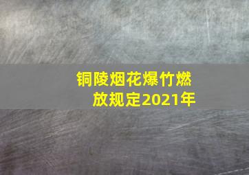 铜陵烟花爆竹燃放规定2021年