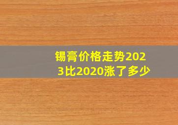 锡膏价格走势2023比2020涨了多少