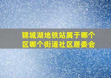 锦城湖地铁站属于哪个区哪个街道社区居委会