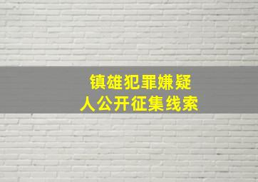 镇雄犯罪嫌疑人公开征集线索