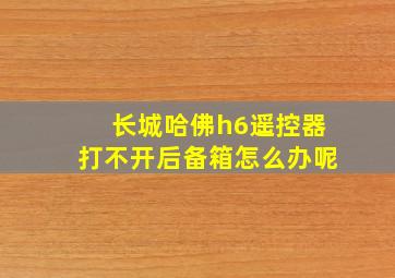 长城哈佛h6遥控器打不开后备箱怎么办呢