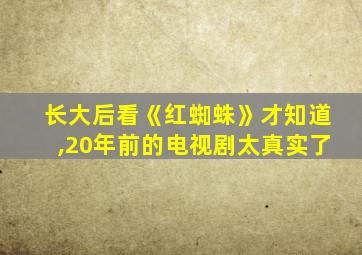 长大后看《红蜘蛛》才知道,20年前的电视剧太真实了