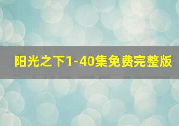 阳光之下1-40集免费完整版