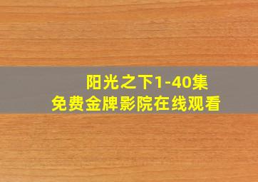 阳光之下1-40集免费金牌影院在线观看