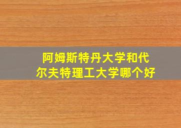 阿姆斯特丹大学和代尔夫特理工大学哪个好