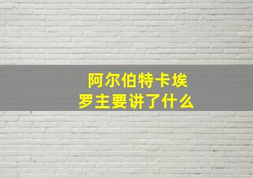 阿尔伯特卡埃罗主要讲了什么