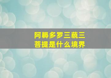 阿耨多罗三藐三菩提是什么境界