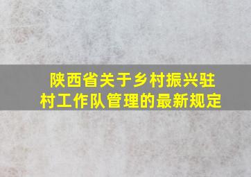 陕西省关于乡村振兴驻村工作队管理的最新规定