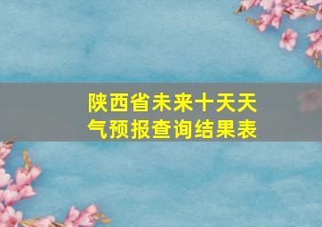 陕西省未来十天天气预报查询结果表