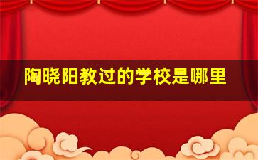 陶晓阳教过的学校是哪里