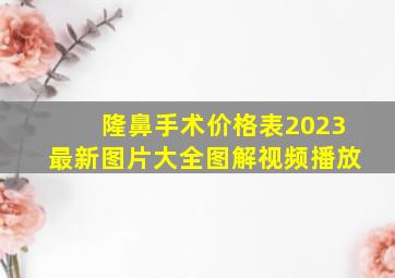 隆鼻手术价格表2023最新图片大全图解视频播放