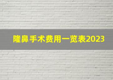 隆鼻手术费用一览表2023