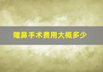 隆鼻手术费用大概多少