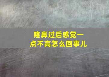 隆鼻过后感觉一点不高怎么回事儿